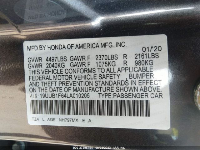 19UUB1F64LA010205 Acura Tlx W/a-spec Pkg