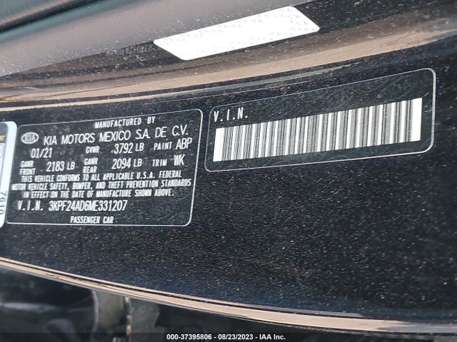 2021 KIA FORTE LXS VIN: 3KPF24AD6ME331207