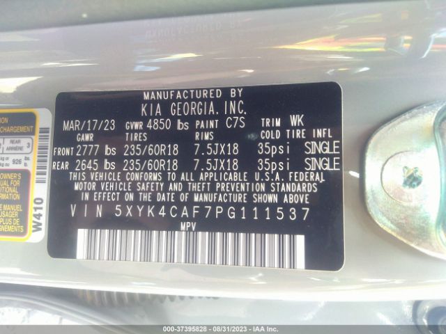 5XYK4CAF7PG111537 KIA Sportage Sx