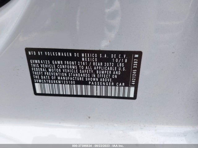3VWC57BU8KM123100 Volkswagen Jetta S/se/r-line