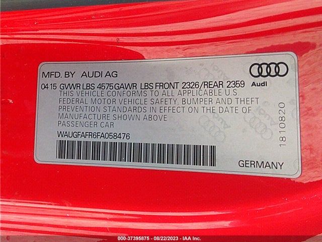 Audi A5 PREMIUM 2015 WAUGFAFR6FA058476 Image 9