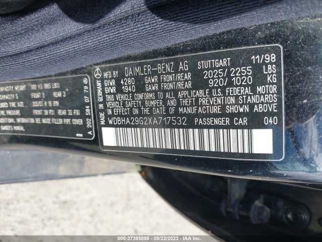 1999 MERCEDES-BENZ C CLASS VIN: WDBHA29G2XA717532