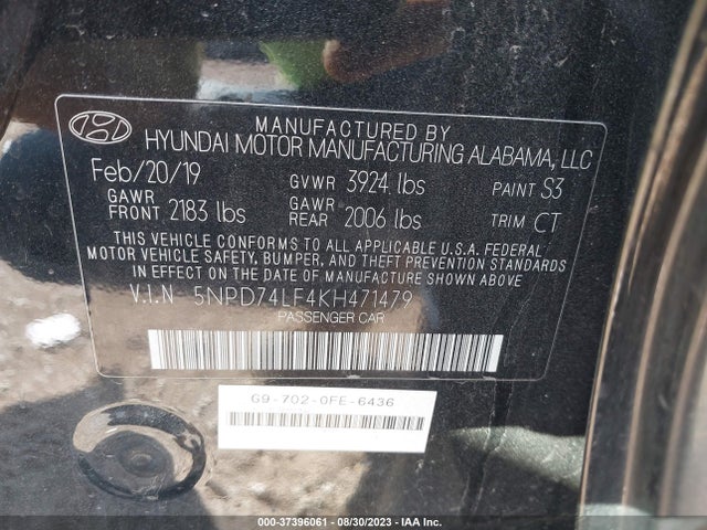 Hyundai ELANTRA SE 2019 5NPD74LF4KH471479 Image 9