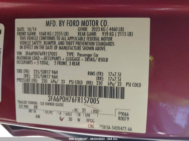 Ford Fusion 2015 3FA6P0H76FR157005 Image 22