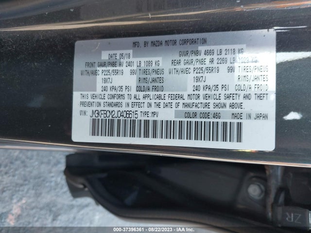 2018 MAZDA CX-5 TOURING VIN: JM3KFBCM2J0406615