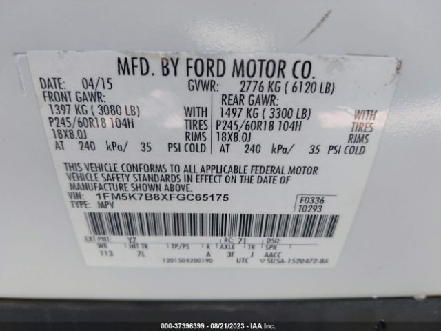 1FM5K7B8XFGC65175 Ford Explorer Base