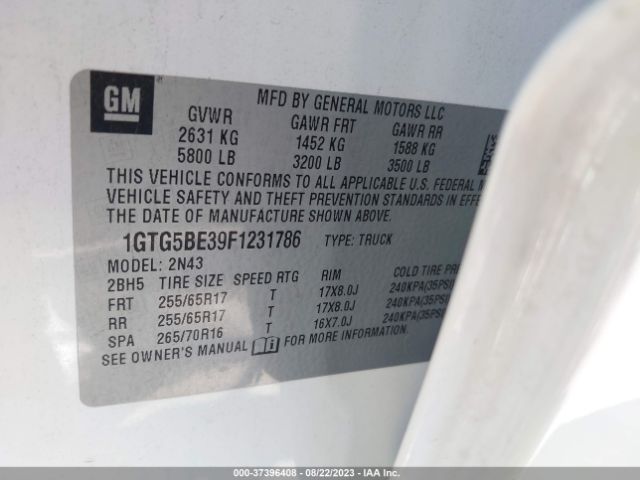1GTG5BE39F1231786 GMC Canyon 2wd Sle