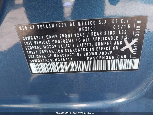 3VWD17AJ9FM315414 Volkswagen Jetta Sedan 1.8t Se