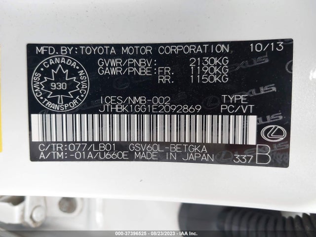 JTHBK1GG1E2092869 Lexus ES 350