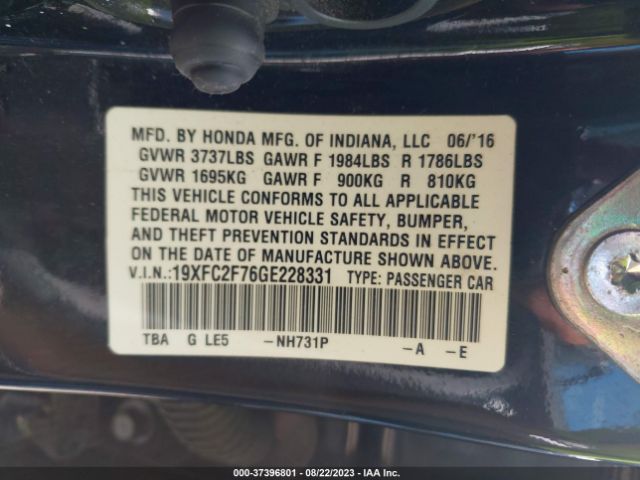 19XFC2F76GE228331 Honda Civic Sedan Ex