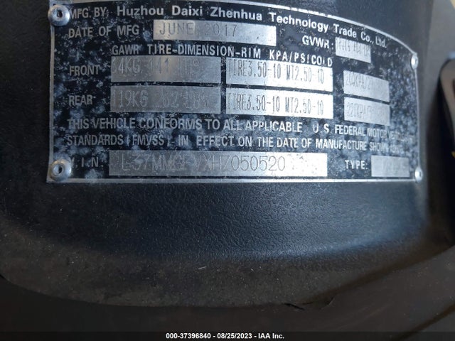 2017 DAIX 1ST GENERATION VIN: L37MMGFVXHZ050520
