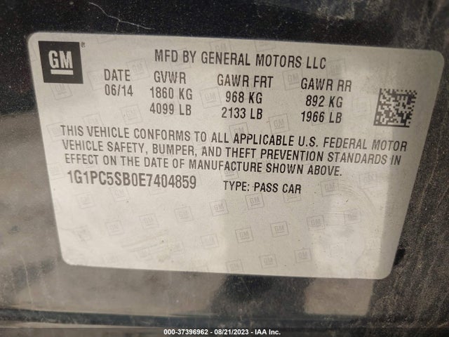 Chevrolet Cruze 1lt 2014 1G1PC5SB0E7404859 Image 9
