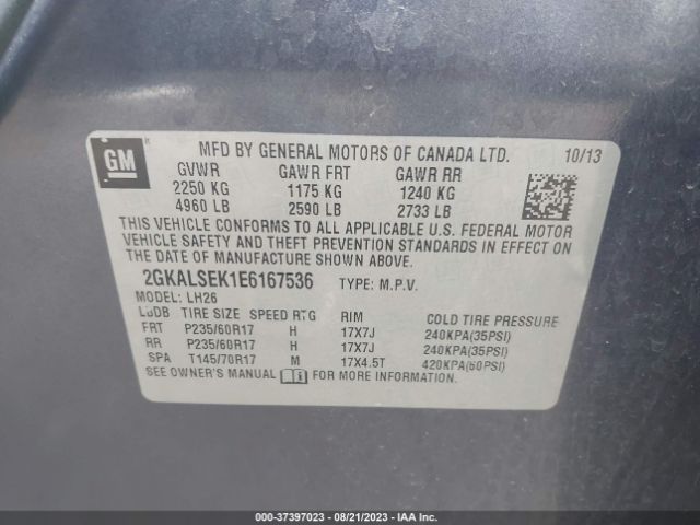2GKALSEK1E6167536 GMC Terrain Slt