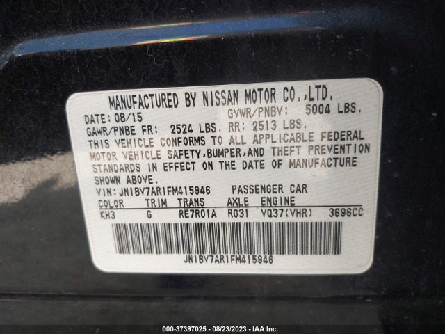 2015 INFINITI Q50 SPORT VIN: JN1BV7AR1FM415946