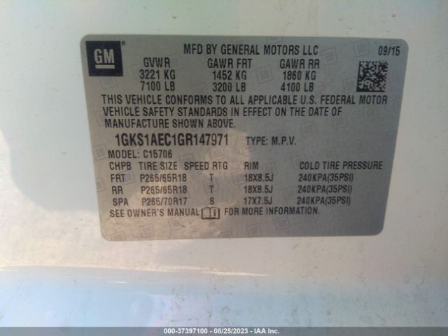 1GKS1AEC1GR147971 GMC YUKON SLE