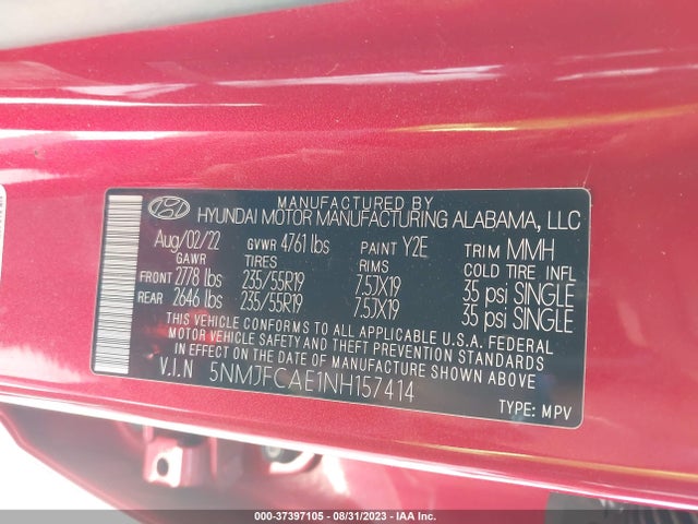 Hyundai TUCSON SEL 2022 5NMJFCAE1NH157414 Image 9