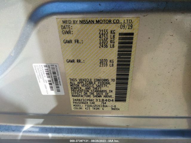 1N4BZ1CP6KC318404 Nissan Leaf Sl Plus