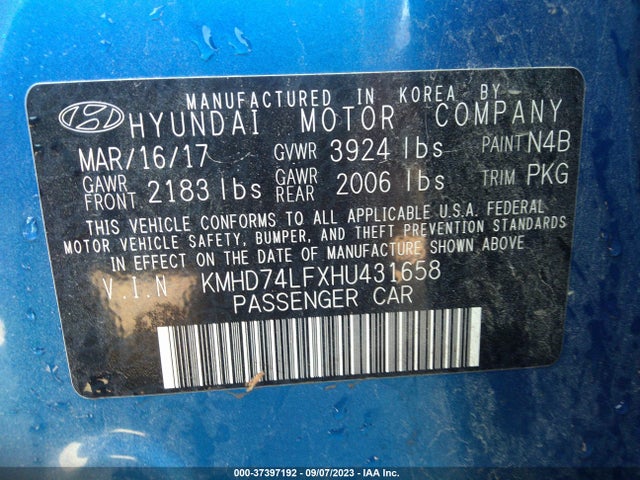 Hyundai ELANTRA SE 2017 KMHD74LFXHU431658 Image 9