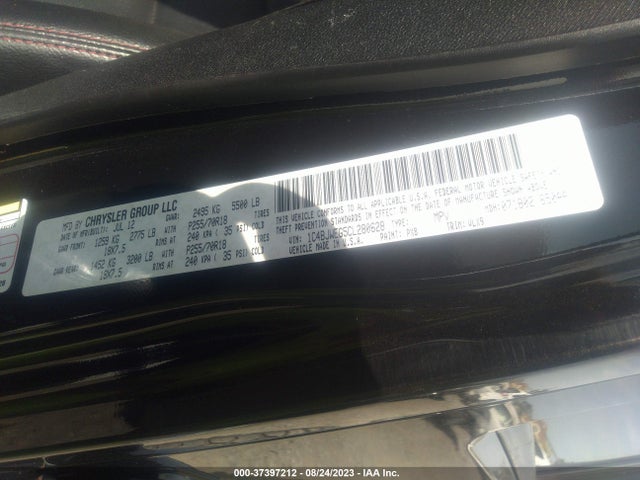 2012 JEEP WRANGLER UNLIMITED ALTITUDE VIN: 1C4BJWEG5CL280628