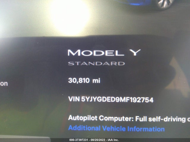 5YJYGDED9MF192754 Tesla Model Y Standard Range