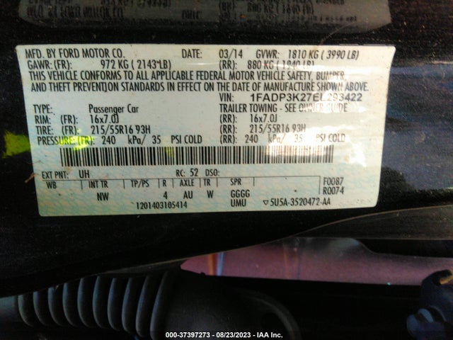 Ford FOCUS SE 2014 1FADP3K27EL293422 Image 10