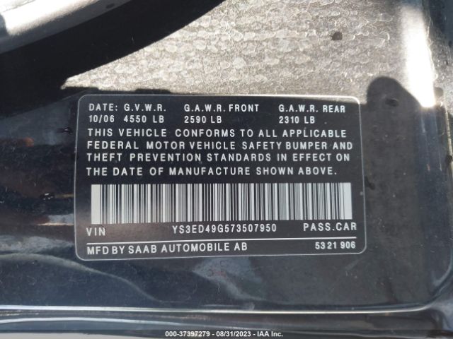 2007 SAAB 9-5 YS3ED49G573507950 Photo 8