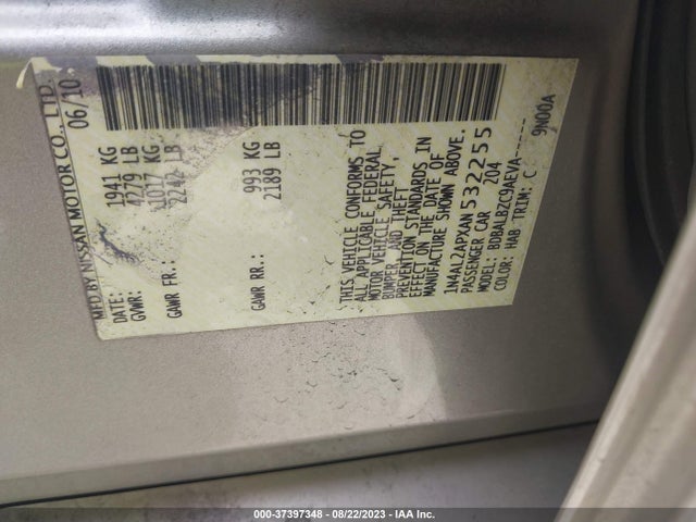 2010 NISSAN ALTIMA 2.5 S VIN: 1N4AL2APXAN532255