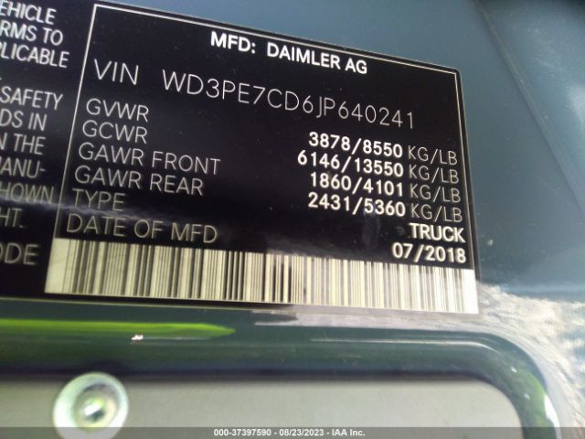 WD3PE7CD6JP640241 Mercedes-Benz SPRINTER CARGO VAN