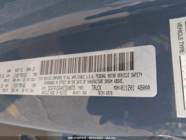 3C6TRVDG4KE520873 RAM Promaster Cargo Van