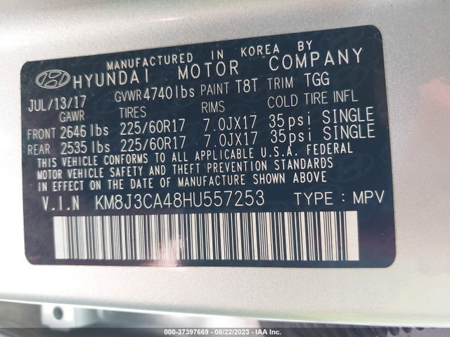 Hyundai TUCSON SE 2017 KM8J3CA48HU557253 Image 9
