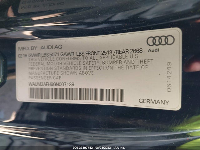WAUM2AFH6GN007138 Audi A5 Premium Plus