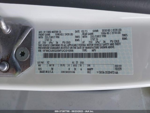 1FMCU0GX9FUC01056 Ford ESCAPE SE