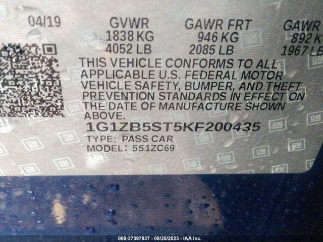 Chevrolet MALIBU LS 2019 1G1ZB5ST5KF200435 Image 9