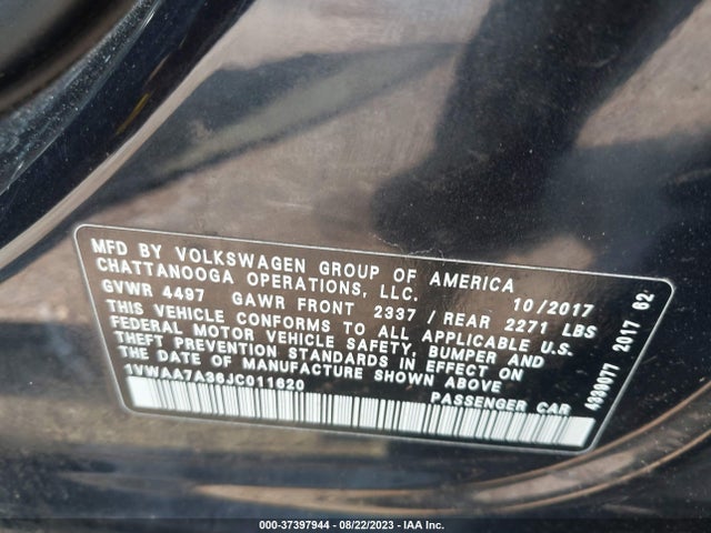 1VWAA7A36JC011620 Volkswagen Passat 2.0t S/r-line