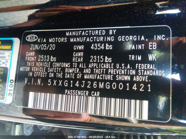 5XXG14J26MG001421 KIA K5 LXS