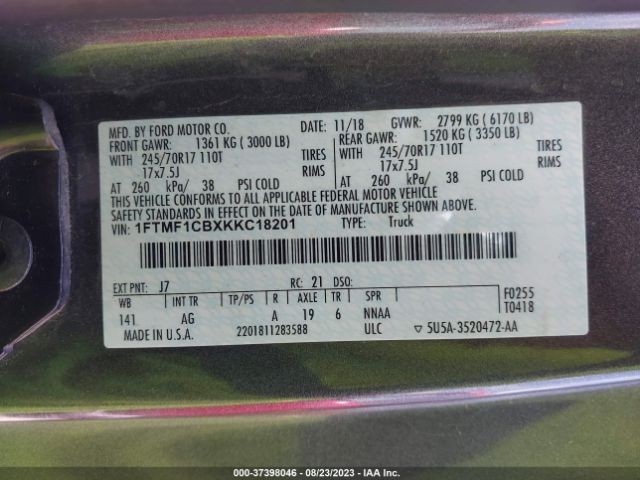 1FTMF1CBXKKC18201 Ford F-150 Xl/xlt