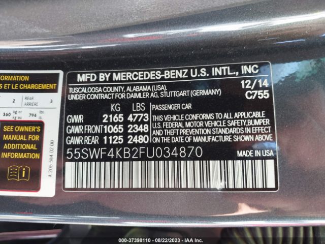 55SWF4KB2FU034870 Mercedes-Benz C-class C 300