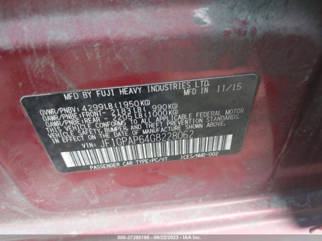 JF1GPAP64G8228062 Subaru Impreza Wagon 2.0i Sport Premium