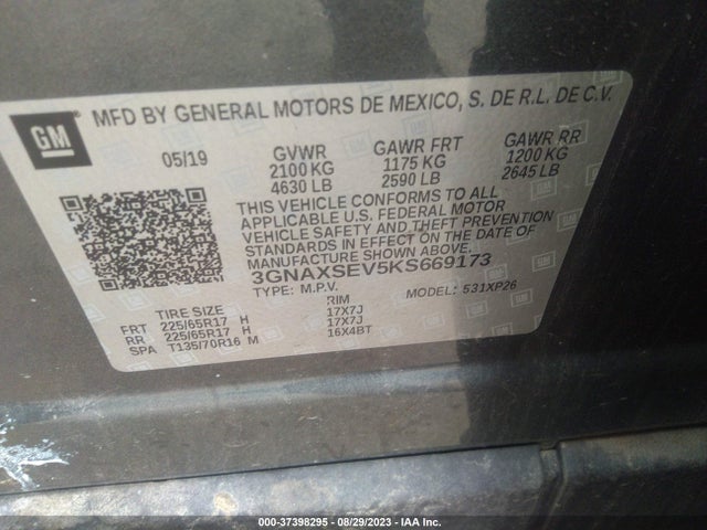 Chevrolet EQUINOX LS 2019 3GNAXSEV5KS669173 Image 9
