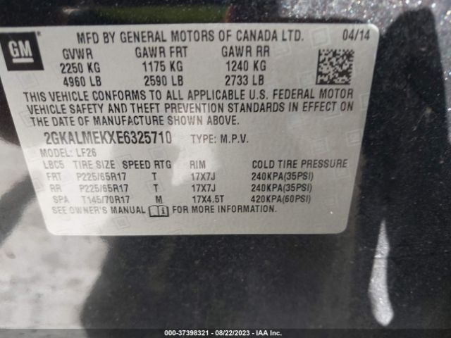 2GKALMEKXE6325710 GMC Terrain Sle