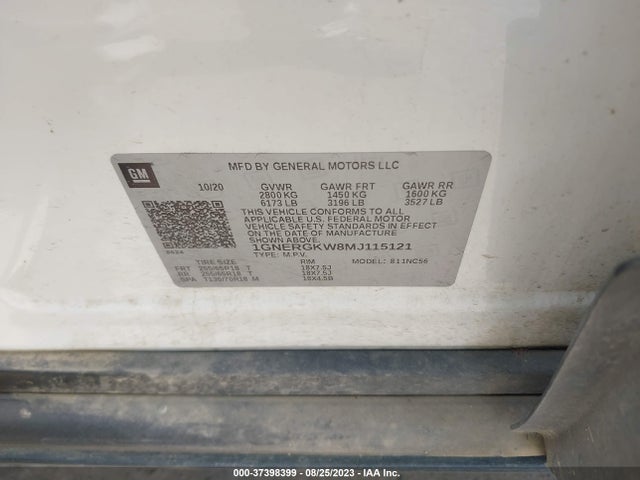 Chevrolet Traverse Lt Cloth 2021 1GNERGKW8MJ115121 Image 15