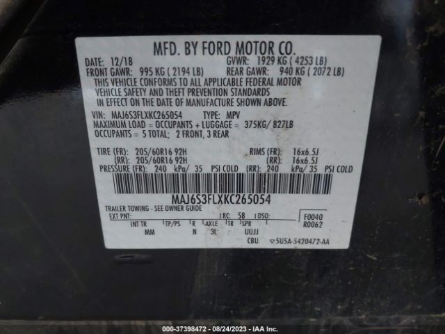 MAJ6S3FLXKC265054 Ford ECOSPORT S