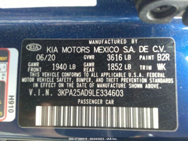 3KPA25AD9LE334603 KIA Rio 5-door S