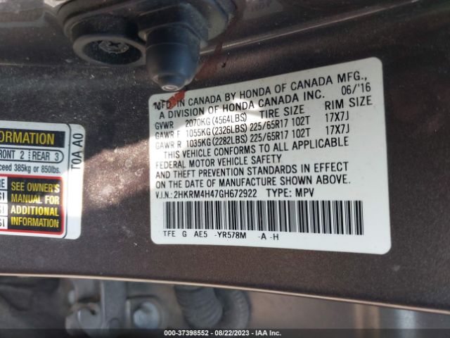 2HKRM4H47GH672922 Honda CR-V SE