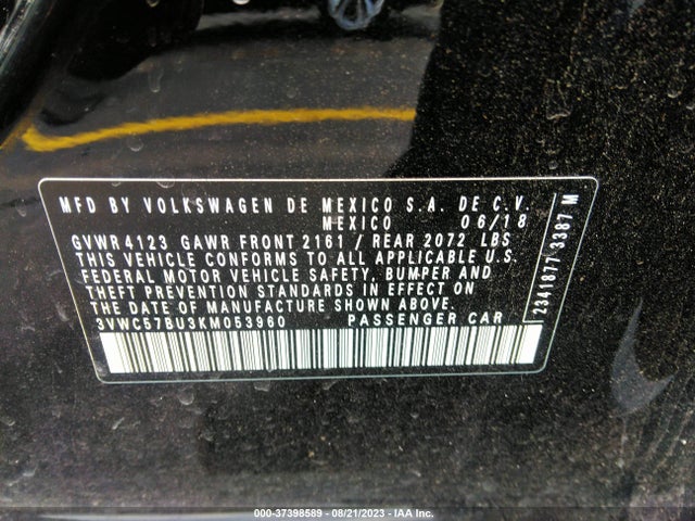3VWC57BU3KM053960 Volkswagen Jetta S/se/r-line