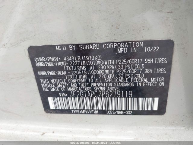 JF2GTAPC2P8279119 Subaru Crosstrek Premium