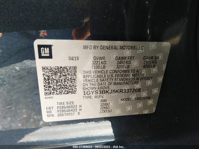 1GYS3BKJ5KR337208 Cadillac Escalade Luxury