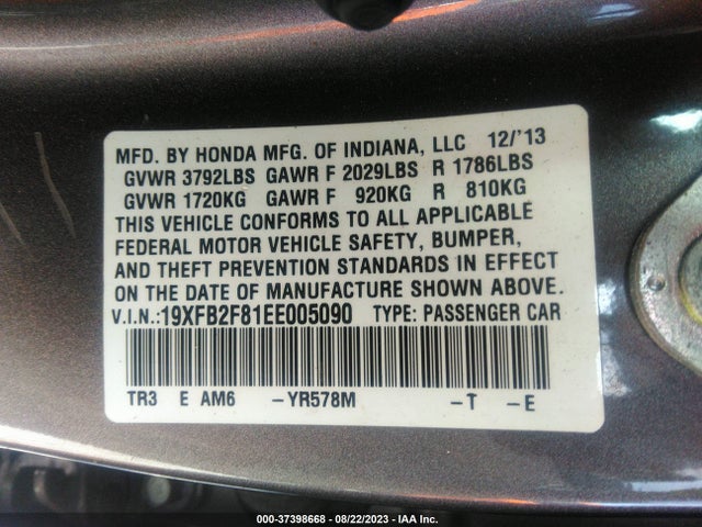 Honda Civic Sedan Ex 2014 19XFB2F81EE005090 Image 9