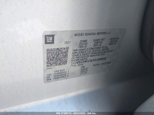 Chevrolet Suburban Lt 2018 1GNSCHKC8JR169855 Image 9