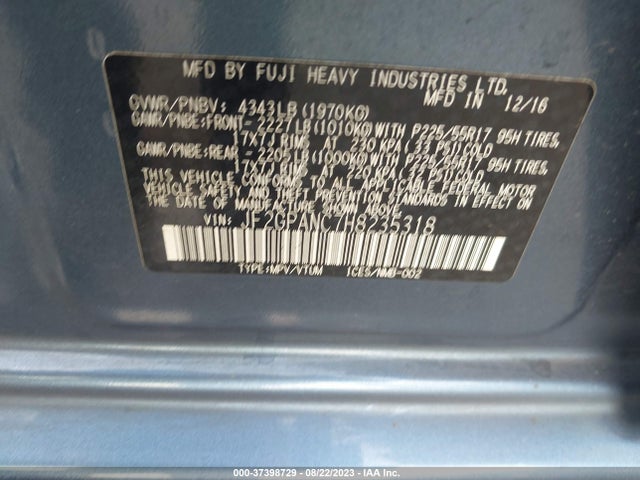 2017 SUBARU CROSSTREK LIMITED VIN: JF2GPANC7H8235318